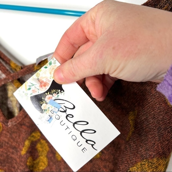 Boutique Rust Leopard Catimal Criss Cross Knotted Pull On Long Sleeve Top Small - Picture 6 of 15